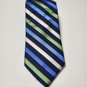 Chaps| Navy blue, blue, green, white striped tie